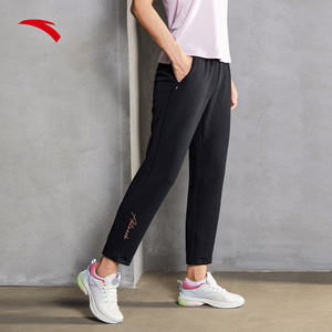 安踏女子九分裤春节新款运动裤针织透气休闲运动女裤子162137320