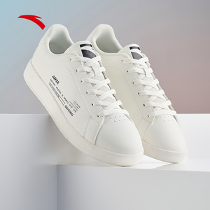 安踏男鞋白色运动鞋2022春秋新款官网旗舰皮面休闲小白鞋亲子板鞋