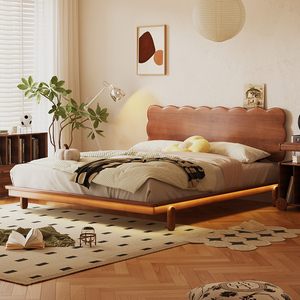 法式复古饼干纯实木床小户型卧室单人1.5床简约黄杨木1.8米双人床