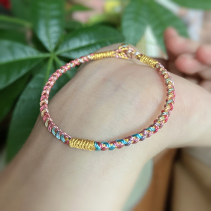 粗手链彩色锦鲤事事顺意五彩手绳金线闺蜜手链手工编织绳设计感