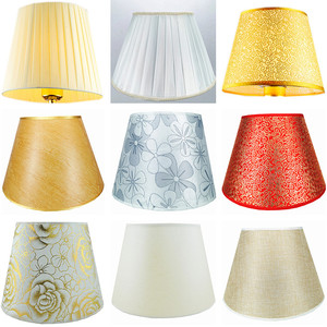 现代手工灯罩台灯配件 丝光白色布艺床头黄折布酒店订做外壳灯罩