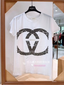意大利品牌vicolo正品时尚字母图案短袖t恤上衣百搭2022春夏女装
