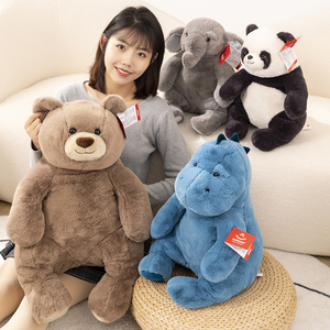 毛绒玩具玩偶胖胖大象熊猫女孩儿童生日礼物娃娃床上恐龙睡觉抱枕