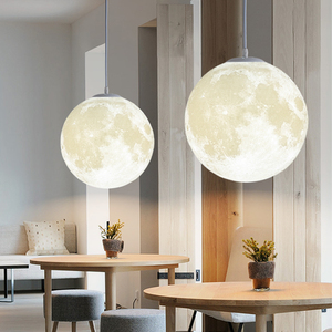 大型灯罩客厅吊灯3D打印LED灯白色月球灯简约现代智能酒店工程灯