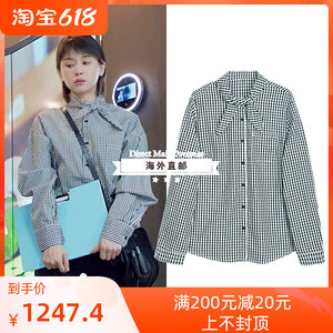 正品tuxee第二次也很美王子文安安同款格子衬衫女蝴蝶结上衣外套