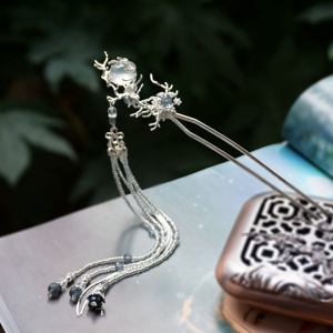 山海一梦【寒夜】原创纯手工水沫玉月亮意境发簪发钗步摇汉服发饰