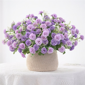 紫色仿真花束小丁香康乃馨家居玄关餐桌摆放假花花束套装韩式花艺