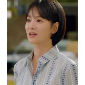 乔妹同款麦穗竖条纹真丝衬衫女春款时尚显瘦桑蚕丝高端衬衣长袖