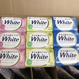日本原装进口KAO花王white牛奶沐浴香皂130g*3洗浴皂玫瑰香柠檬香
