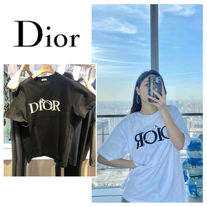 代购dior/迪奥短袖21款圆领别针印花刺绣logo纯棉休闲男女同款t恤