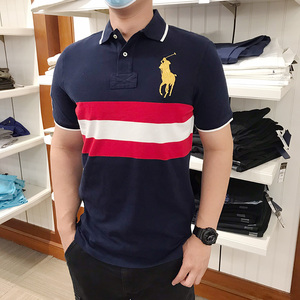 polo ralph lauren拉夫劳伦正品休闲短袖大马标拼色金标polo衫t恤
