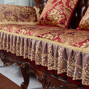 欧式沙发垫子红色喜庆结婚防滑坐垫四季通用高档美式皮沙发垫套罩