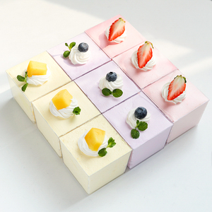 ins迷你方形甜品盒透明塑料慕斯蛋糕包装盒冰淇淋布丁酸奶小盒子