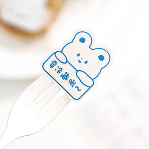 需冷藏贴纸可爱小熊卡通烘焙手工饼干蛋糕甜品小标签说明不干胶贴