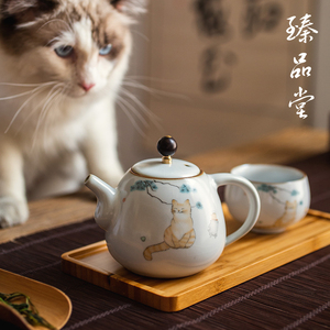 汝窑茶壶手工可养开片汝瓷小茶壶陶瓷单壶复古功夫茶具家用泡茶壶