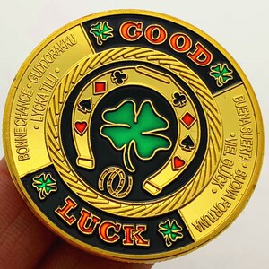 现货 拉斯维加斯筹码四叶草镀金纪念章 收藏币幸运草硬币金币