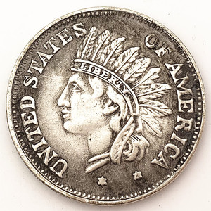 现货美洲印第安纳人头像1851仿古代美国古钱币的银币外国银古代币