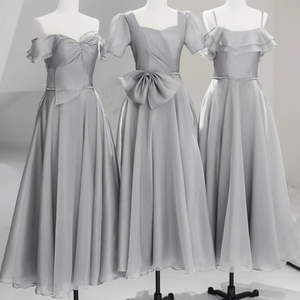 伴娘服女法式简单大气2022新款夏季显瘦高级小众灰色姐妹团礼服裙