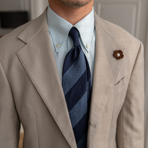 鹿三先生通勤商务正装蓝色条纹领带高质感宴会箭头时尚西装配饰男