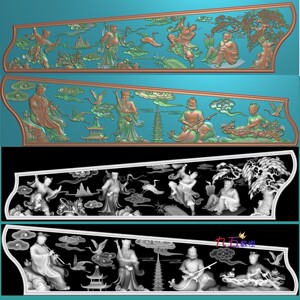 精雕图jdp 浮雕图 平面雕刻图 墓碑 棺材图 寿材 侧板 八仙p133