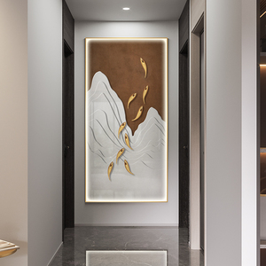 玄关装饰画走廊尽头轻奢玄幻晶瓷挂画竖版现代简约过道墙壁画194人