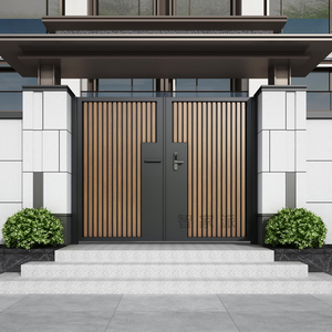 铝合金仿木纹花园门别墅院子大门铁艺小区庭院门铝艺中式小门单门