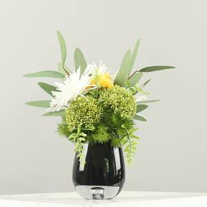 轻奢高档仿真花艺玻璃花瓶套装洽谈桌会议室客厅茶几餐桌装饰摆件