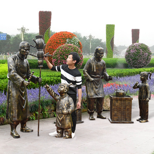 古代卖糖葫芦民俗文化雕塑卖货郎仿铜人物雕塑户外公园林景观摆件