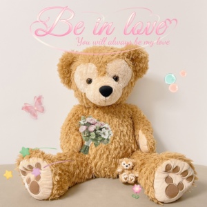 日本东京迪士尼 中古毛绒早期m码达菲熊 罕见超大达菲公仔玩偶