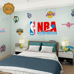 儿童房墙布男孩卧室墙纸北欧风格壁纸篮球主题定制无缝壁布背景墙