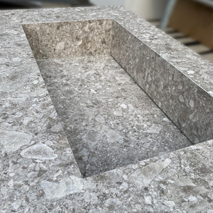 定制岩板一体台下盆水磨石隐藏洗手盆高端洗脸水池现代轻奢洗漱台