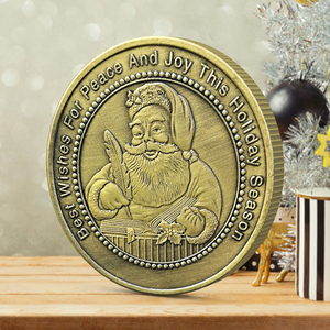 圣诞节日青铜硬币 创意儿童玩具派发礼物金属小礼品纪念章把玩