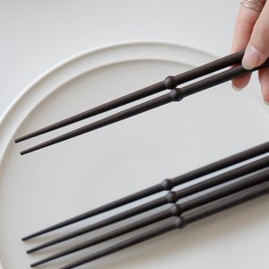 三宅家食器 原创家用实木中式防滑家庭装筷子 无漆无蜡乌木筷子