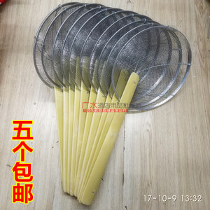 铁丝笊篱商用油篦子罩立漏勺竹子把大号笊篱油炸筐过滤漏勺捞面轻