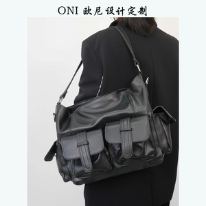 ONI 欧尼设计2023新款大容量包包多口袋通勤风时尚个性单肩斜跨包
