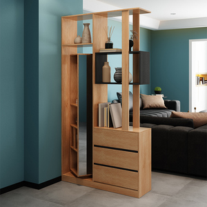 北欧实木屏风隔断客厅现代简约网红玄关酒柜储物柜一体靠墙间厅柜