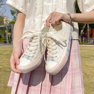 鮀品帆布鞋女秋季新款2021年新款jk仙女鞋学生百搭厚底小白板鞋潮