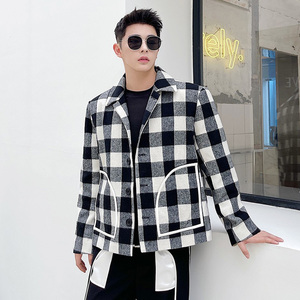 黑白格子外套原宿