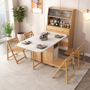 折叠可收纳餐桌实木