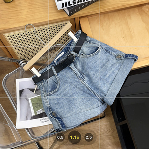 超显瘦显腿长高腰松紧橡筋腰牛仔短裤配腰带女宽松卷边热裤潮夏天