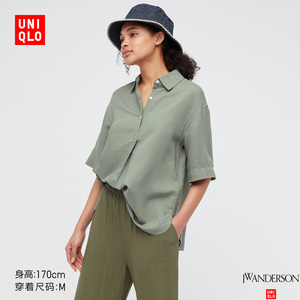 优衣库【设计师合作款】女装 麻混纺衬衫(夏季 短袖套头衫)437385