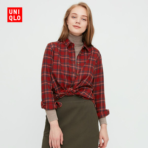 优衣库 女装 法兰绒格子衬衫(长袖) 432925 uniqlo