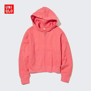 优衣库女装运动拉链连帽外套(长袖短款 卫衣)456041米黄