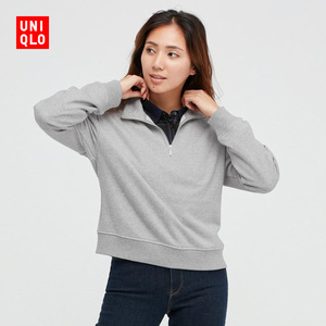 优衣库女装半拉链卫衣(长袖运动衫 套头情侣卫衣) 442794/451155