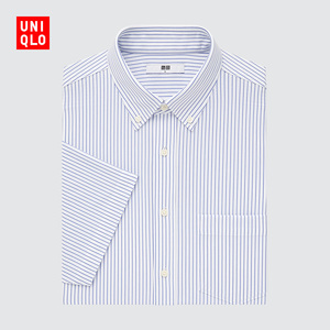 优衣库 男装 快干防皱衬衫(条纹 短袖 通勤 衬衣) 448393 uniqlo
