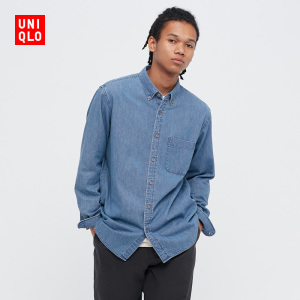优衣库 男装 牛仔衬衫(春季上新 水洗产品 长袖) 447006 uniqlo