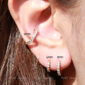 侧耳骨钉小耳夹带钻耳圈耳洞纯银耳环个性时尚气质玫瑰金百搭耳扣