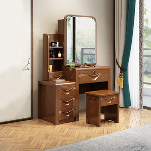 现代中式实木梳妆台实木化妆台卧室梳妆台简约经济型小户型化妆桌