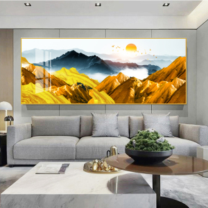 日照金山挂画沙发背景墙背有靠山客厅轻奢装饰办公室金山画靠山图
