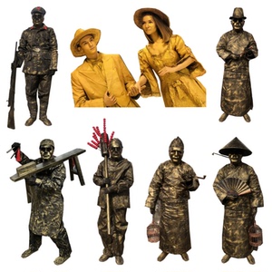 真人活雕塑行为艺术铜人活体雕塑服装老北京古铜人服装衣服演出服